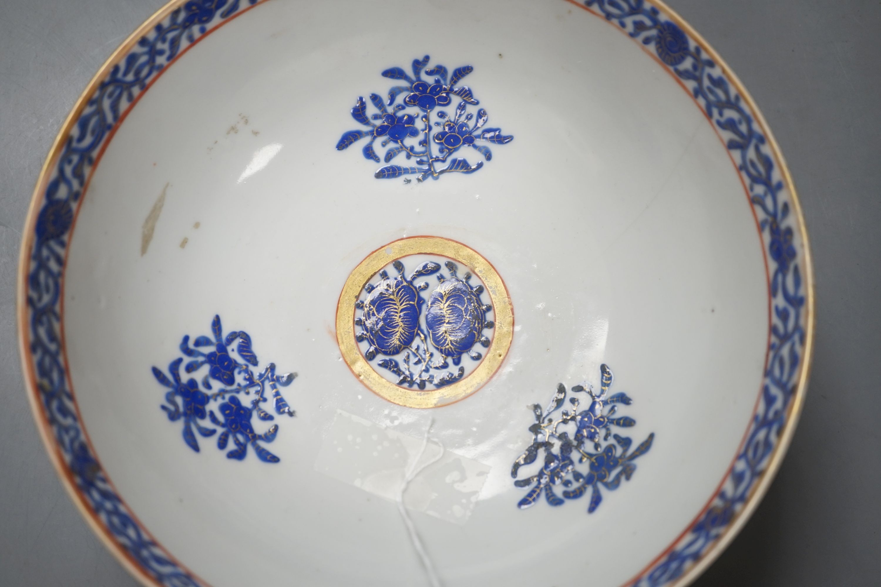 A 19th century Chinese enamelled porcelain bowl for the Persian market, with stand - 10.5cm tall